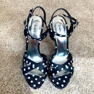 Bebe polka dot stiletto sandals